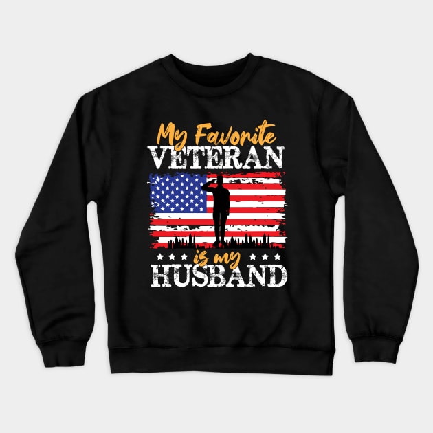 My Favorite Veteran Is My Husband,  Us Marine Veteran, Us Veterans Day Gift Crewneck Sweatshirt by printalpha-art